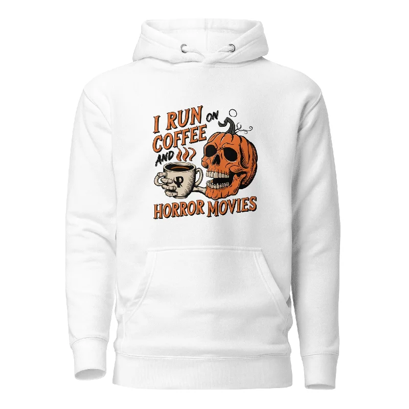 I Run on Coffee an Horror Movie Unisex Premium Halloween Hoodie