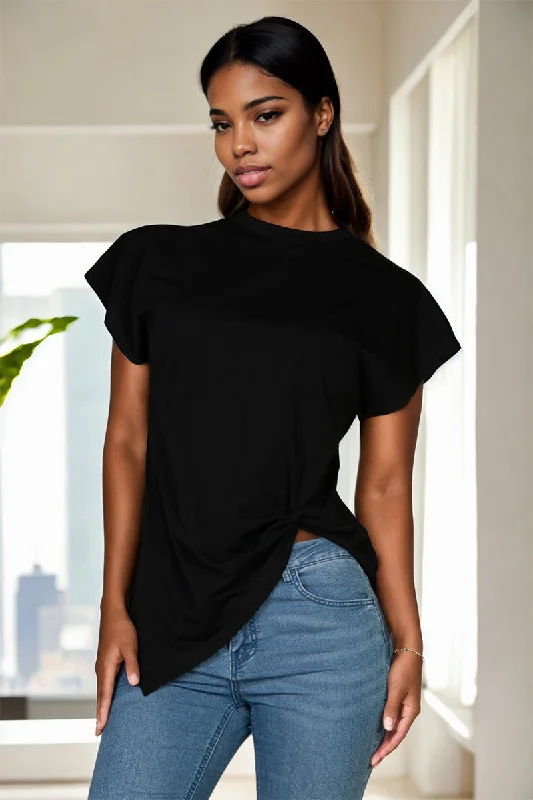 Batwing Sleeve Twist Front Tee