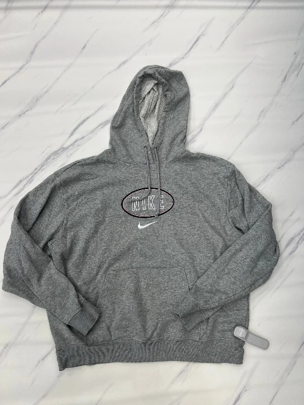 Athletic Sweatshirt Hoodie By Nike Apparel In Grey, Size: M