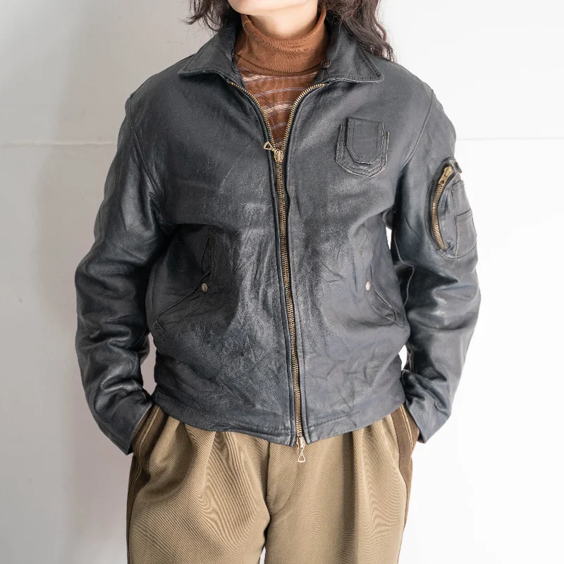 around 1970s French military pilot leather jacket '96L' -civilian type-