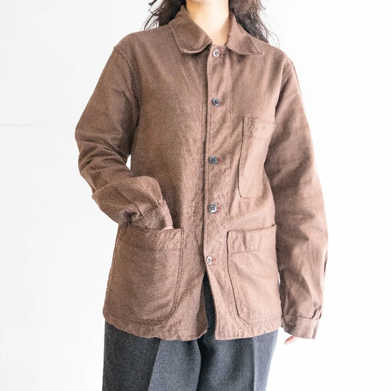 around 1960s French brown color cotton twill work jacket 'dead stock'