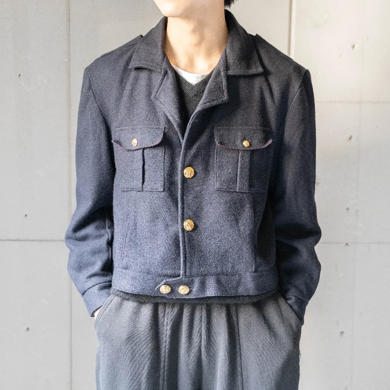 2000s Italian military dark navy wool short jacket 'dead stock'