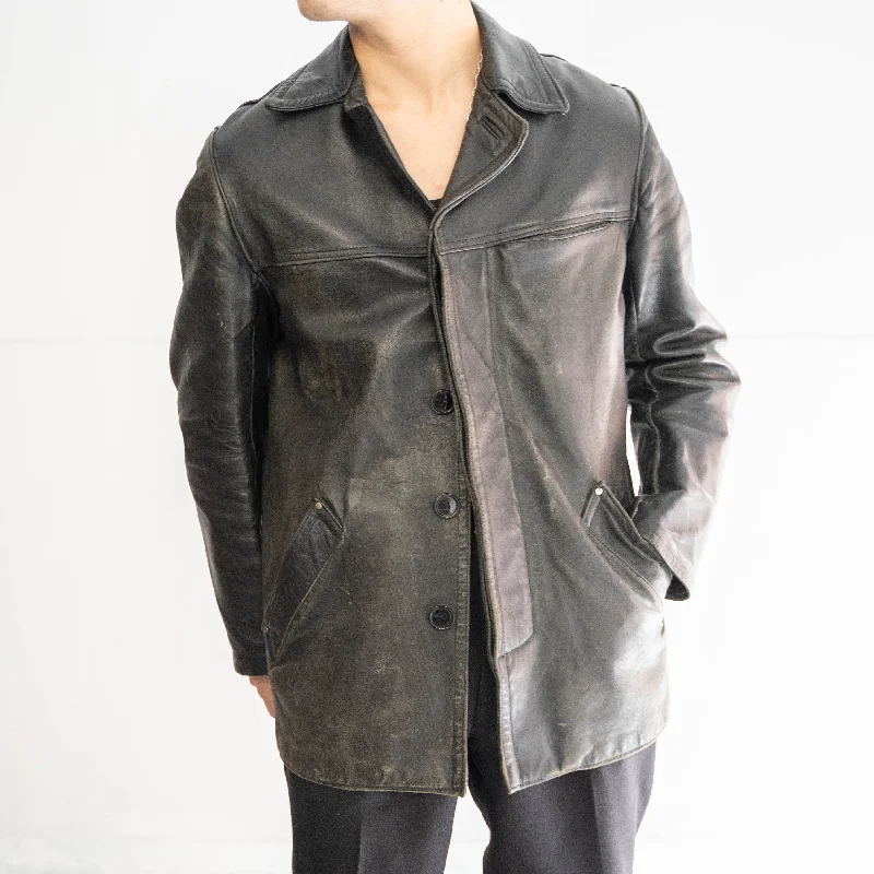 1950-60s French cow leather car coat 'good fade'