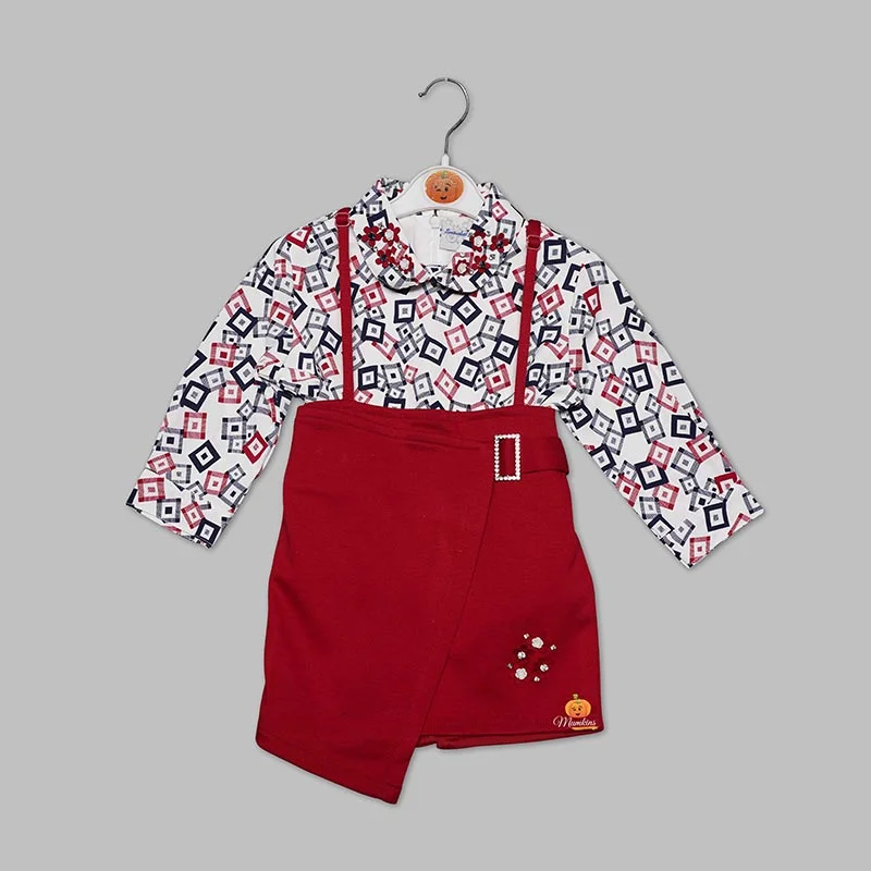 Skirt And Top For Kids With Full Sleeves