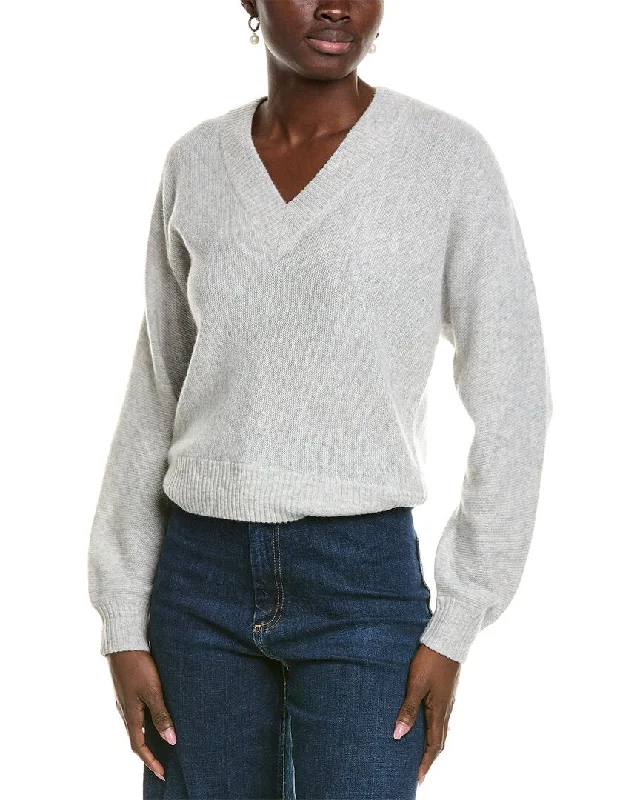 27 Miles Malibu womens  V-Neck Cashmere Sweater, xs, Grey