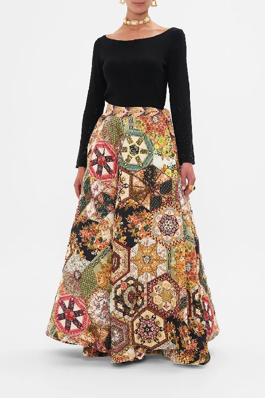 REVERSIBLE EMBROIDERED QUILTED WRAP SKIRT STITCHED IN TIME