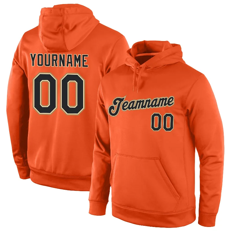 Custom Stitched Orange Black-Old Gold Sports Pullover Sweatshirt Hoodie