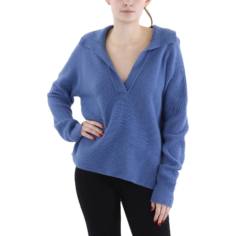 Womens Cashmere Polo Pullover Sweater