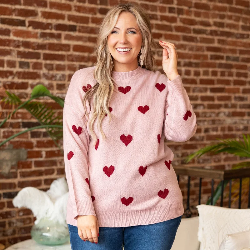 Surrounded By Hearts Sweater, Pink