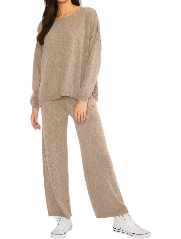 Sweater Top And Pants In Mocha