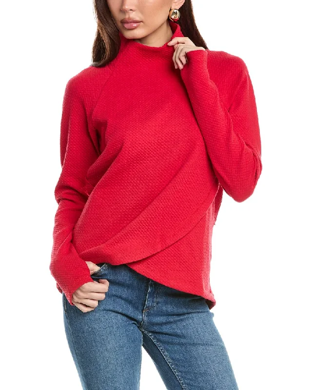 IBKUL Popcorn Stitch Asymmetrical Zip Pullover