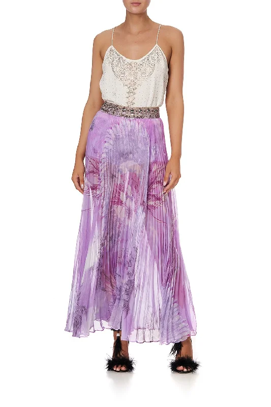 PLEATED SKIRT WITH SHORT INSERT MAUVE FLORAL