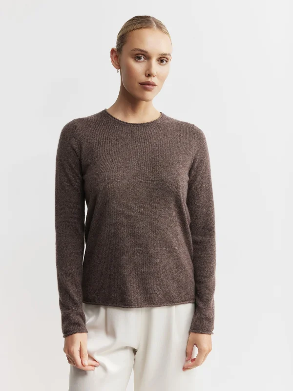 Essential Cashmere Crew Sweater - Brown Melange