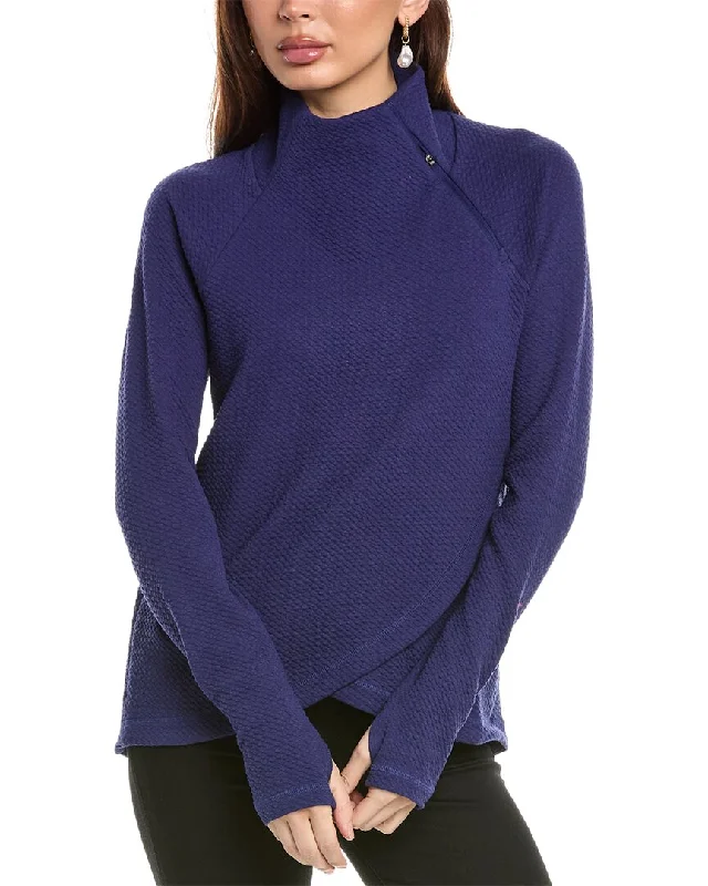 IBKUL Popcorn Stitch Asymmetrical Zip Pullover