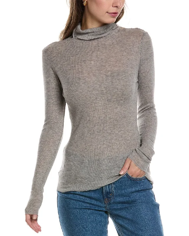 James Perse Rib Funnel Neck Cashmere-Blend Top