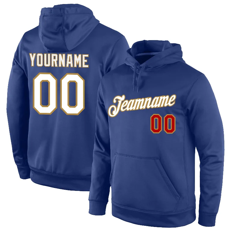 Custom Stitched Royal White-Old Gold Sports Pullover Sweatshirt Hoodie