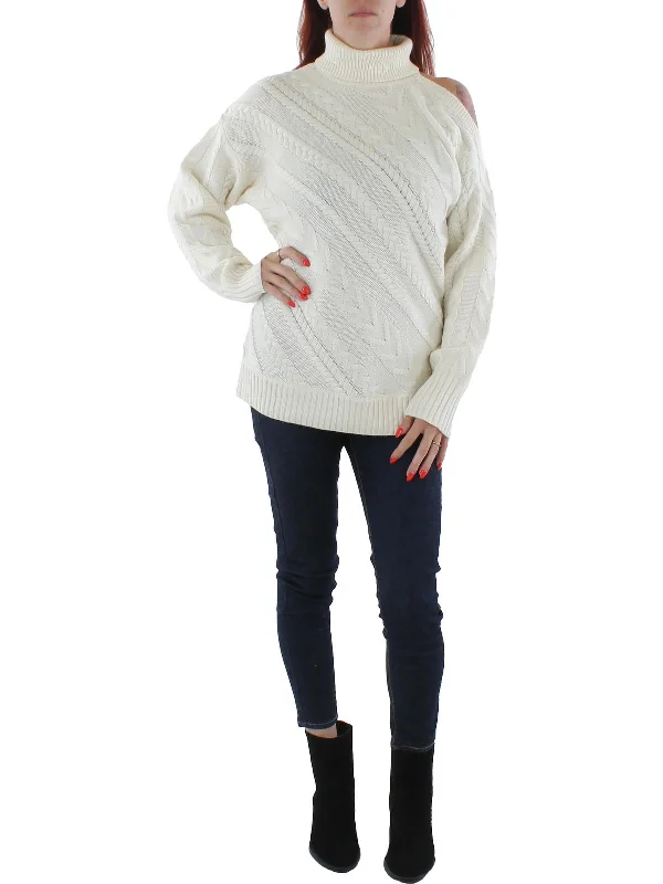 Womens Cable Knit Pullover Turtleneck Sweater