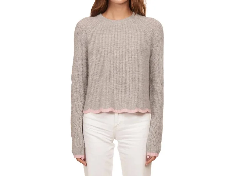 Tipped Scallop Shaker Crew Sweater In Sweatshirt/confection