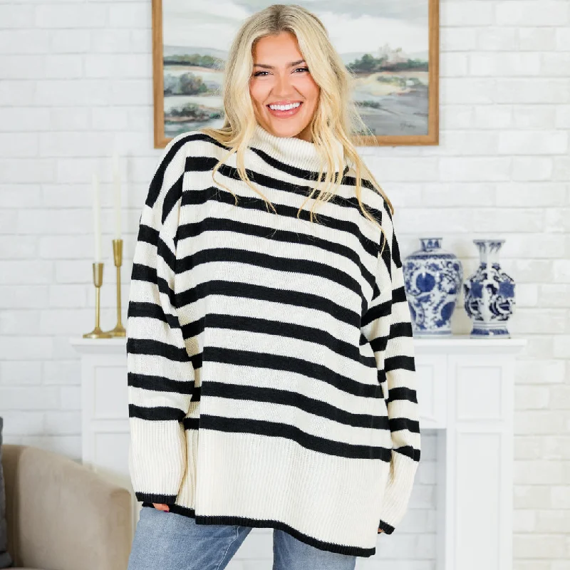 Striped Moments Sweater, Black