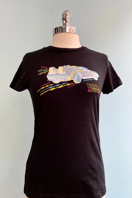 Back to the Future Neon Car Fitted T-Shirt Top by Unique Vintage