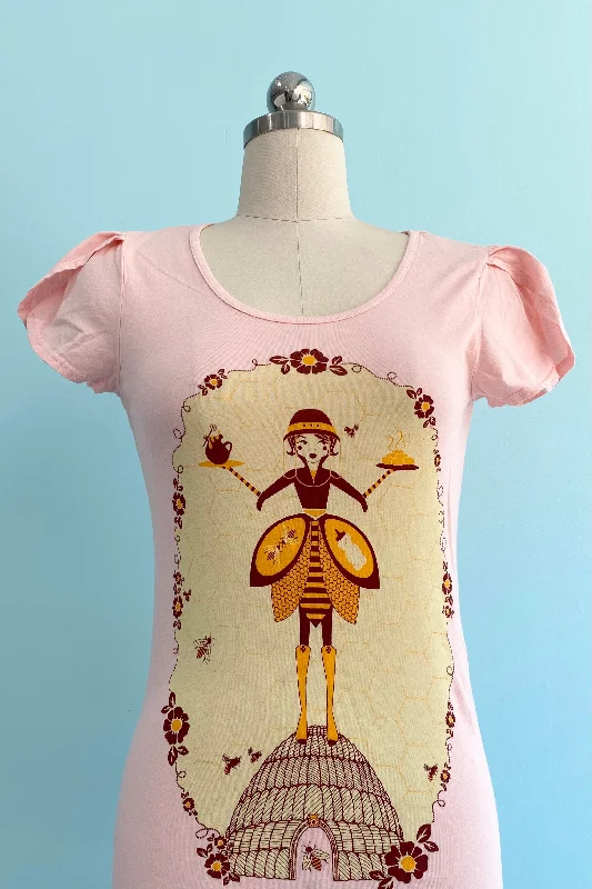 Pink Beekeeper Tulip T-Shirt Top by Blue Platypus