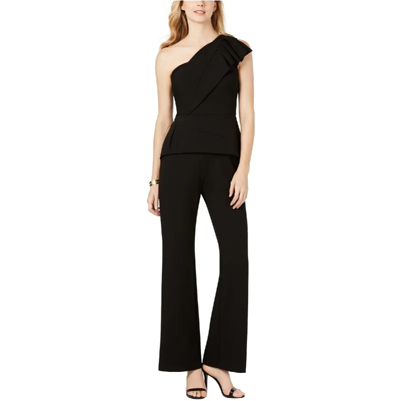 Adrianna Papell Womens Peplum Jumpsuit, Black, 0