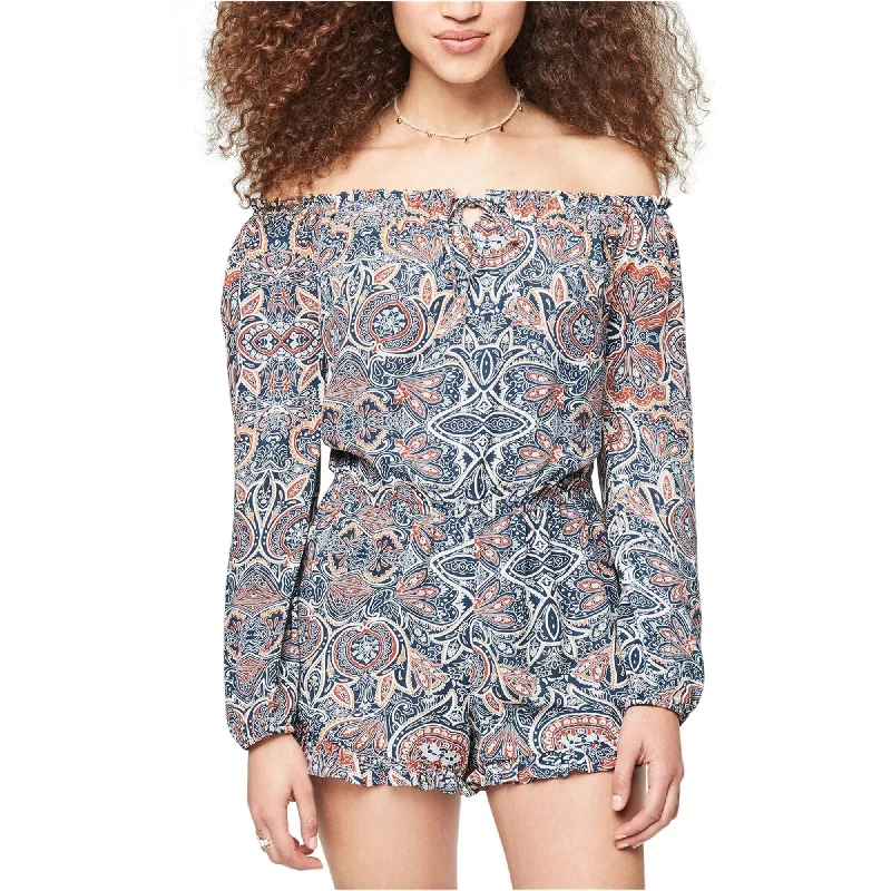 Aeropostale Womens Printed Romper Jumpsuit, Blue, Small