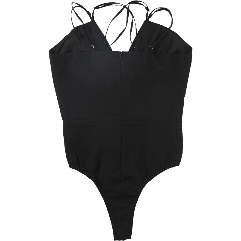 ANGL Womens Solid Bodysuit Jumpsuit, Black, Medium