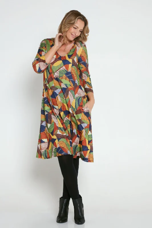 Christobel Sleeved Dress - Autumnal