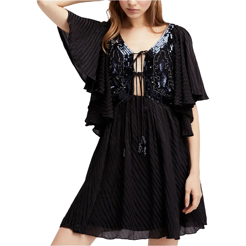 Free People Womens Moonglow A-line Dress, Black, X-Small