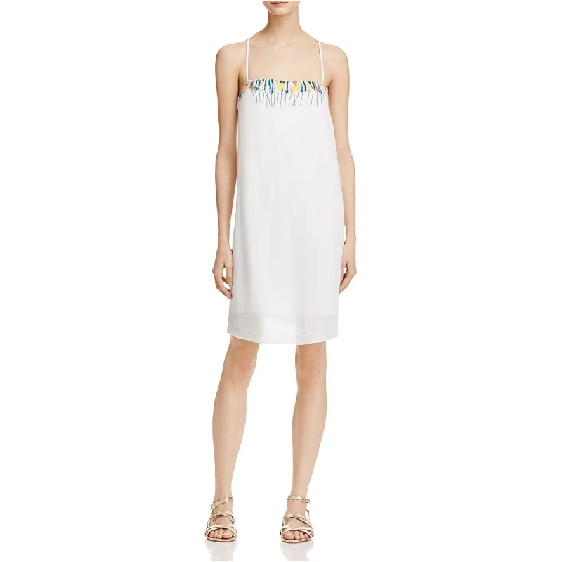 French Connection Womens Melissa Embroidered Slip Dress, White, 12