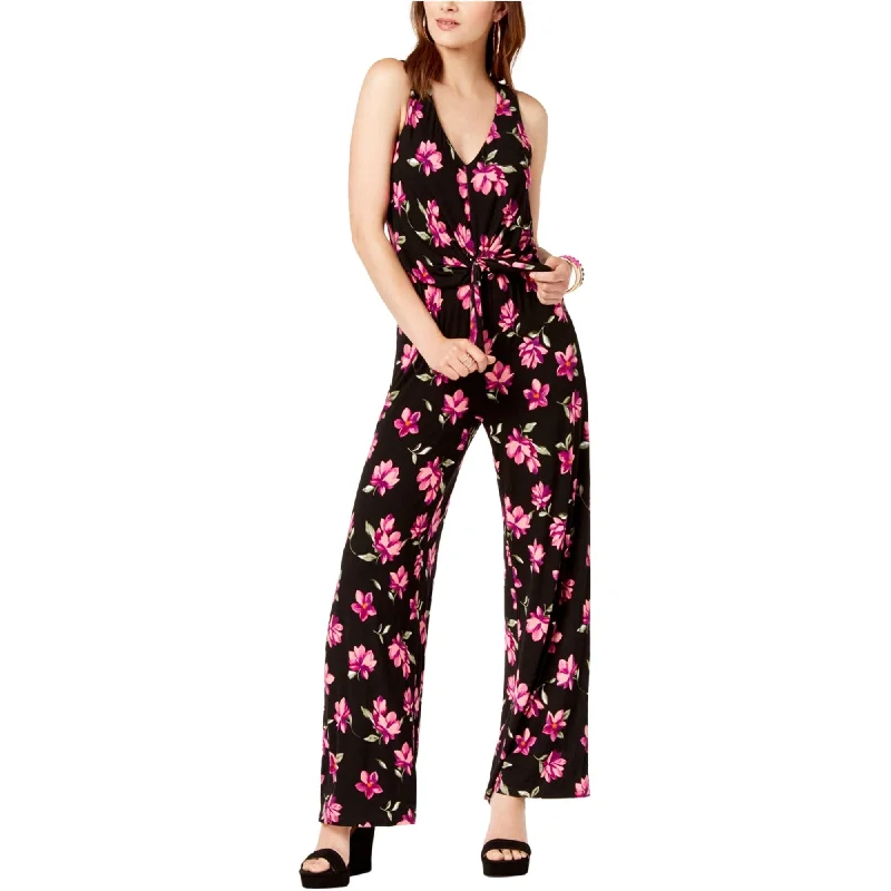 I-N-C Womens Tie Front Jumpsuit, Black, X-Large