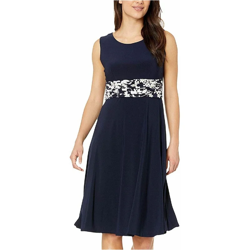 Jessica Howard Womens Ruched A-line Dress, Blue, 14W