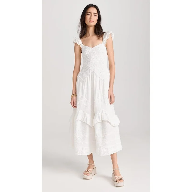 LoveShackFancy Women's Brin Dress, Bright White