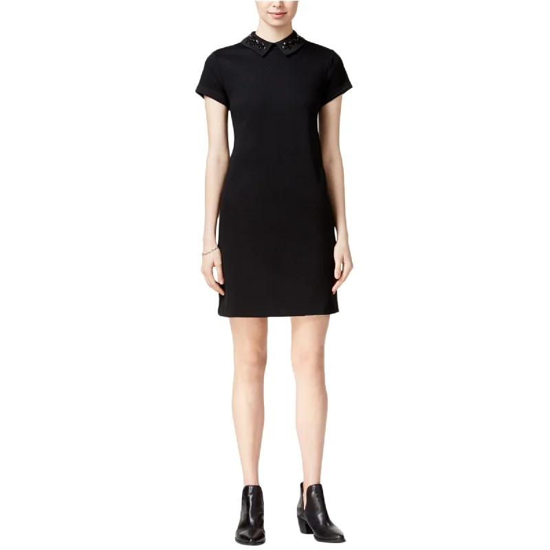 maison Jules Womens Peter Pan Collar Sheath Dress, Black, Medium