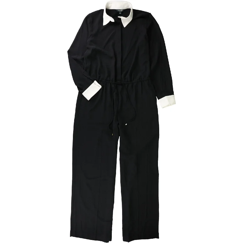 Ralph Lauren Womens collar Jumpsuit, Black, 6