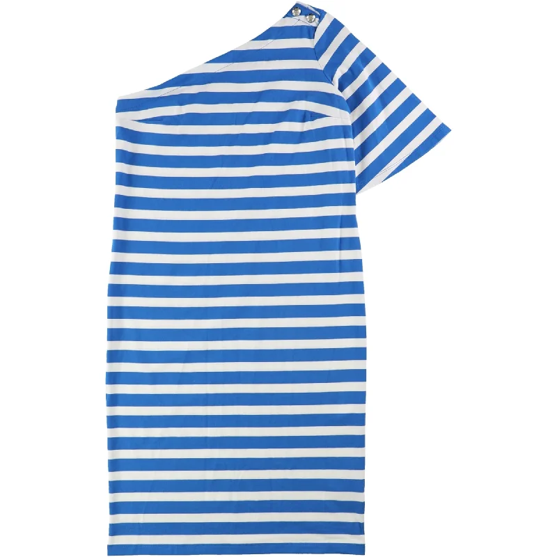 Ralph Lauren Womens Striped One Shoulder Dress