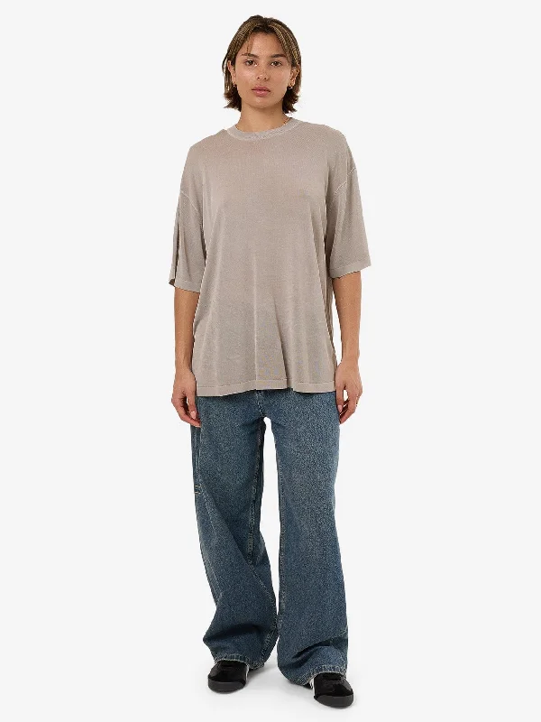 Anais Knit Oversize Tee - Oyster Grey