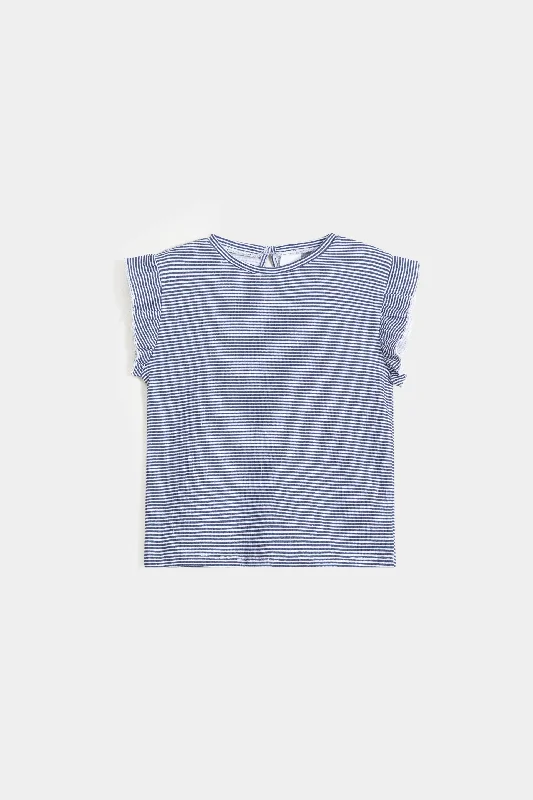 Striped Tee With Ruffle Detail