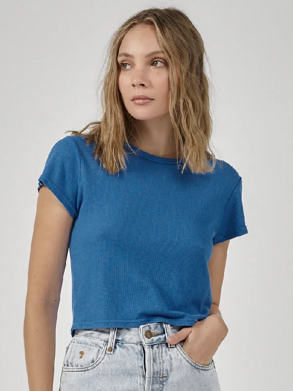 Hemp Paper Rib Micro Tee - Lapis Blue