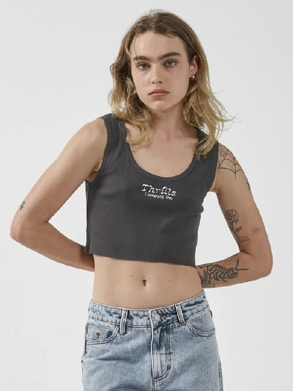 Intuition Crop Rib Singlet - Merch Black