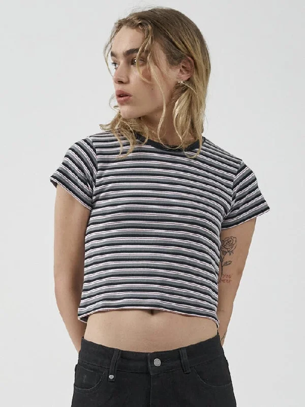 Knowledge Stripe Mini Fit Tee - Total Eclipse