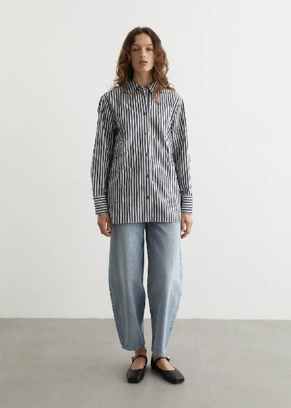 Stripe Oversized Tie String Shirt