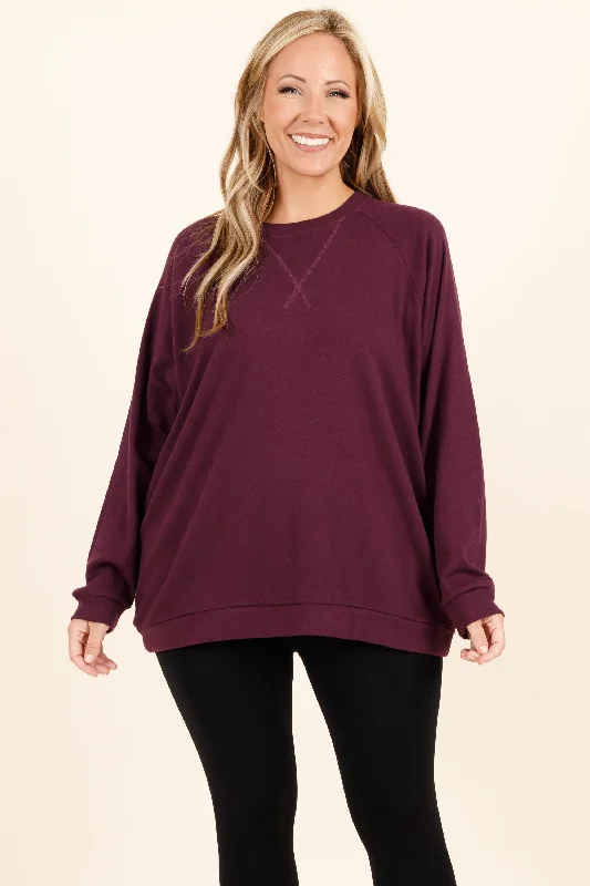 Covered In You Pullover, Dark Plum