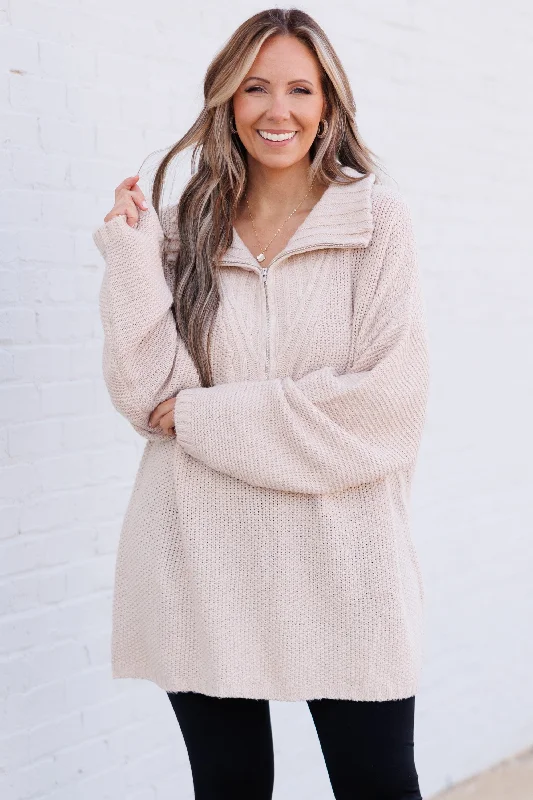 I Can't Wait Pullover, Taupe