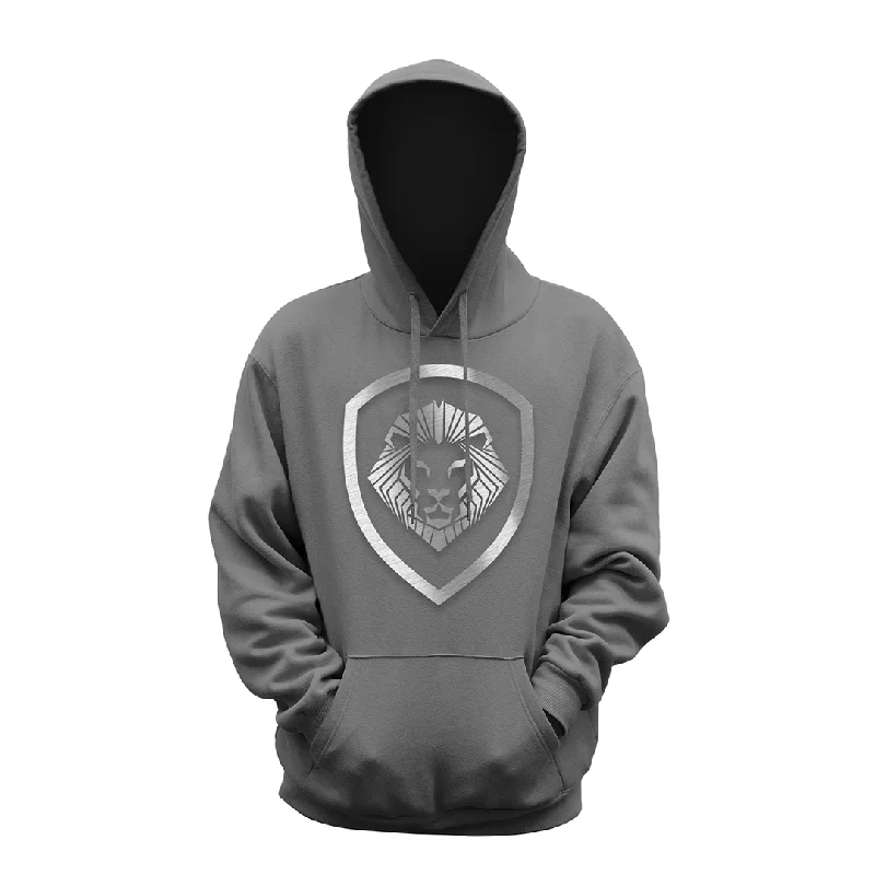 Valuetainment Lion Shield Grey Pullover Performance Hoodie