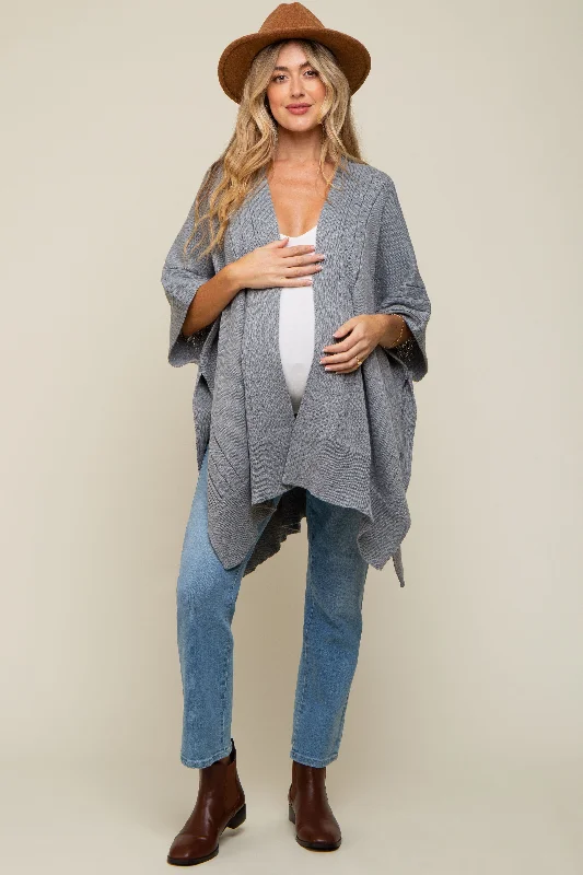 Heather Draped Cable Knit Dolman Sleeve Maternity Cardigan