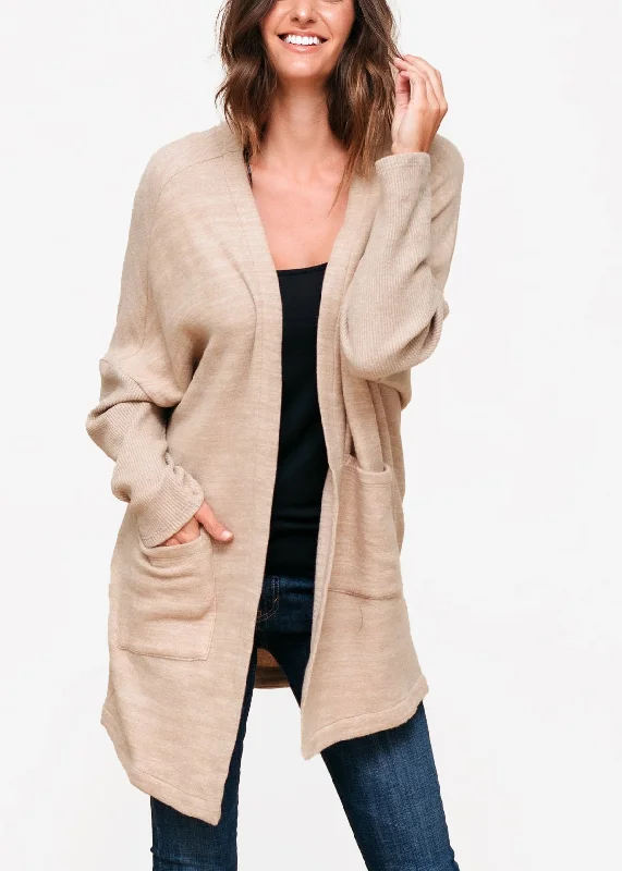 Women's Basic Cardigan In Camel