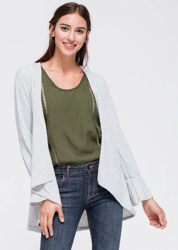 Women's Open Front Ruffle Sleeve Cardigan