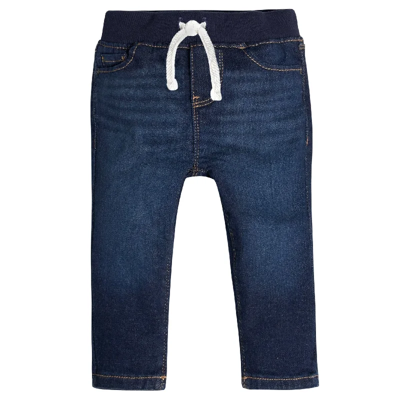 Baby Neutral Dark Blue Rib Waist Skinny Denim Jeans